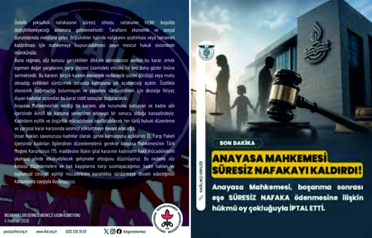 ANAYASA MAHKENESİ SÜRESİZ NAFAKA HAKKINI İPTAL ETTİ.